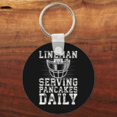 Lineman Serving Pancakes Daily Football Lineman Sleutelhanger (Voorkant)