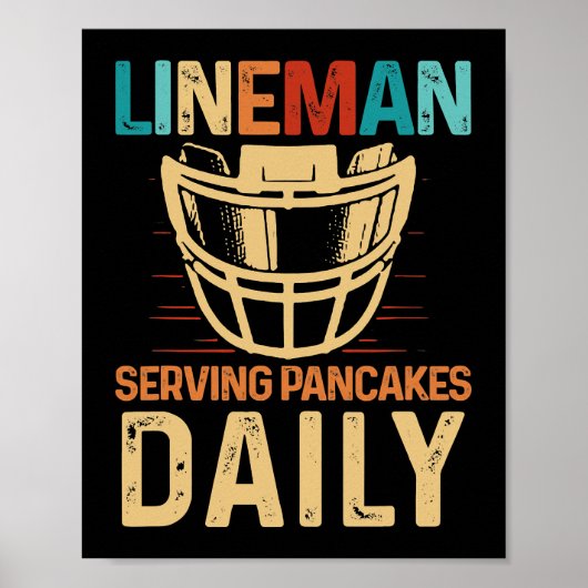 Lineman Serving Pancakes Daily Football Offensive Poster (Voorkant)