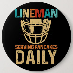 Lineman Serving Pancakes Daily Football Offensive Ronde Button 6,0 Cm