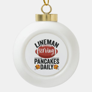 Lineman Serving Pancakes Daily Funny Football Gift Keramische Bal Ornament