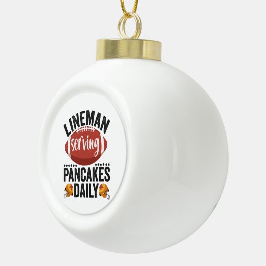Lineman Serving Pancakes Daily Funny Football Gift Keramische Bal Ornament (Rechts)