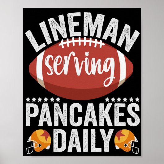 Lineman Serving Pancakes Daily Funny Football Gift Poster (Voorkant)
