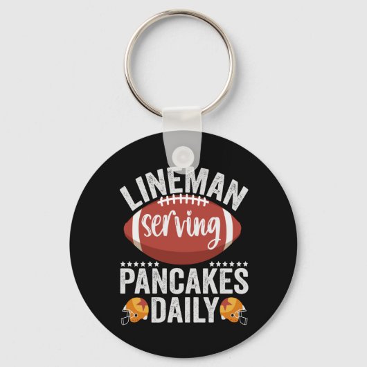 Lineman Serving Pancakes Daily Funny Football Gift Sleutelhanger (Voorkant)