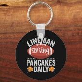 Lineman Serving Pancakes Daily Funny Football Gift Sleutelhanger (Voorkant)