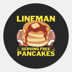 Lineman Serving Pancakes Football Lineman Ronde Sticker