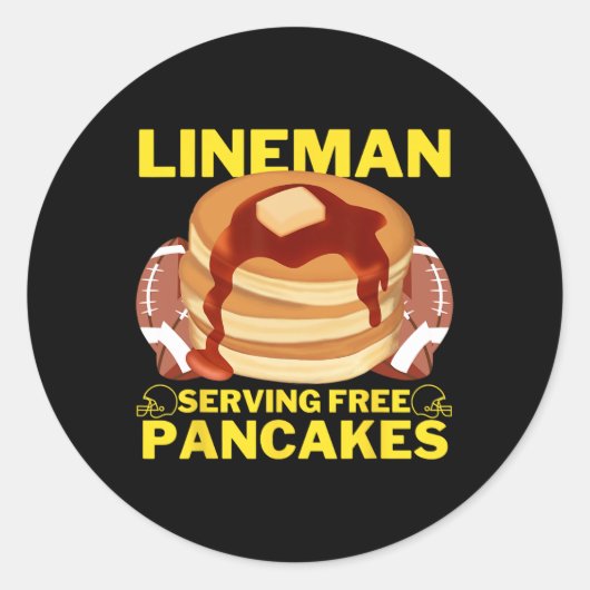 Lineman Serving Pancakes Football Lineman Ronde Sticker (Voorkant)