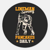Lineman Serving Pannenkoeken Dagelijks Grappig Foo Ronde Sticker (Voorkant)