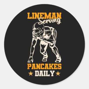 Lineman Serving Pannenkoeken Dagelijks Grappig Foo Ronde Sticker