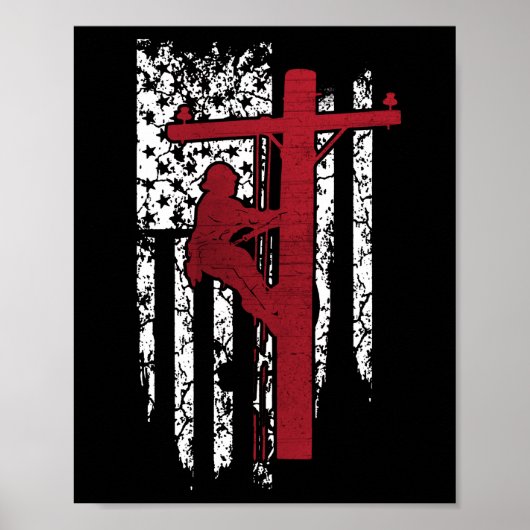Lineman Shirten - American Lineman Flag Lineman Poster (Voorkant)
