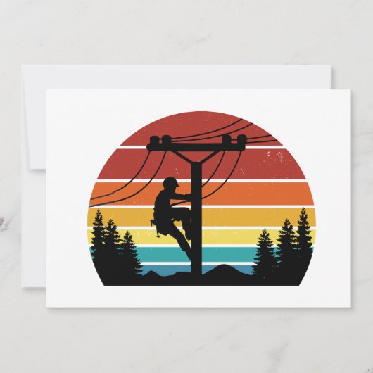 Lineman Sunset Retro Kaart (Voorkant)