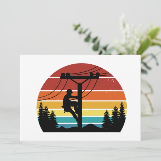  Lineman Sunset Retro Kaart (Staand voorkant)