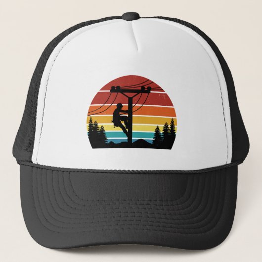  Lineman Sunset Retro Trucker Hat Pet (Voorkant)