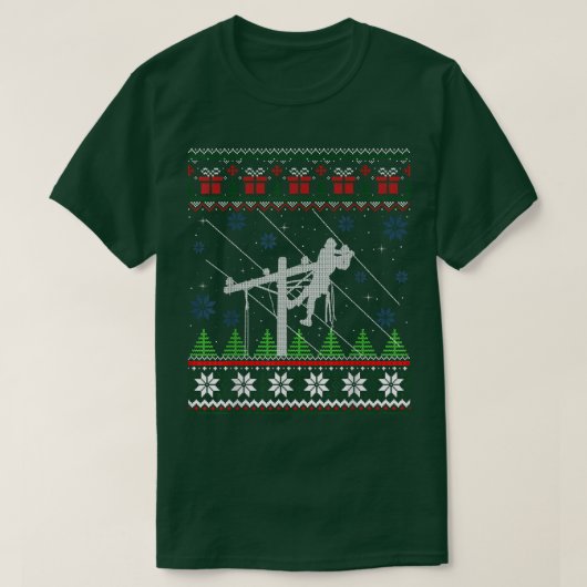 Lineman Ugly Christmas Sweater Gifts For Women Men T-shirt (Design voorkant)