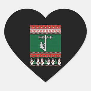 Lineman Ugly KerstSweater Hart Sticker