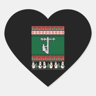 Lineman Ugly KerstSweater Hart Sticker