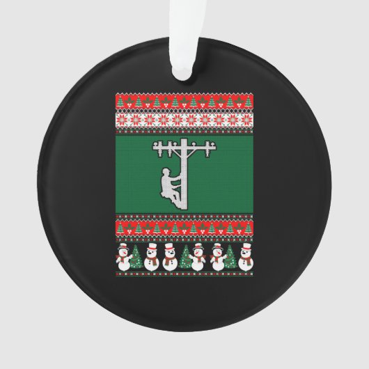 Lineman Ugly KerstSweater Ornament (voorkant)