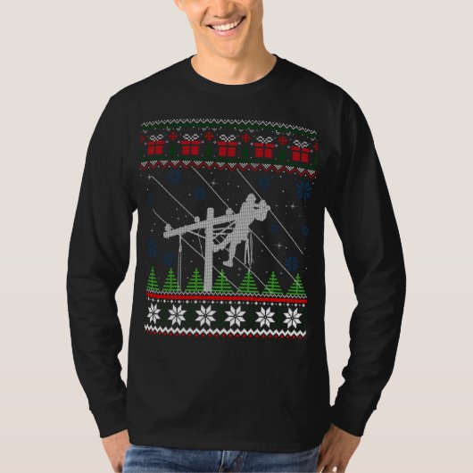 Lineman Ugly KerstSweater T-shirt (Voorkant)