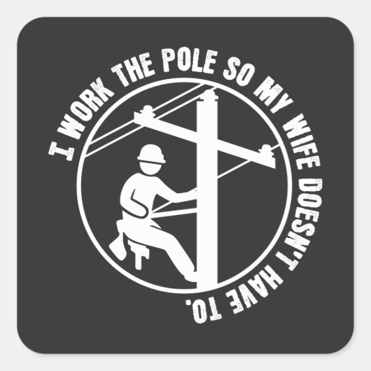 Lineman werkt de pool vierkante sticker (Voorkant)