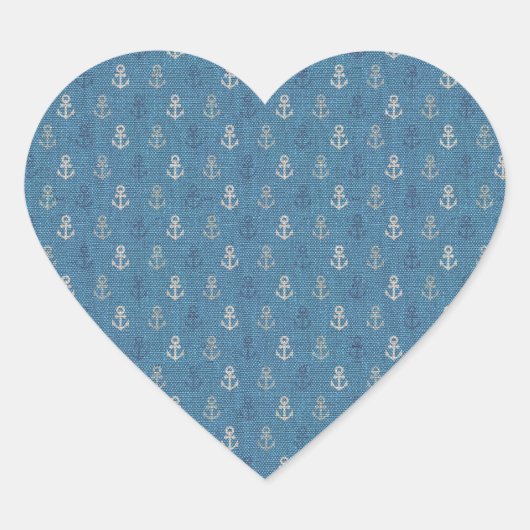 Linen Anchors op Blue Hart Sticker (Voorkant)