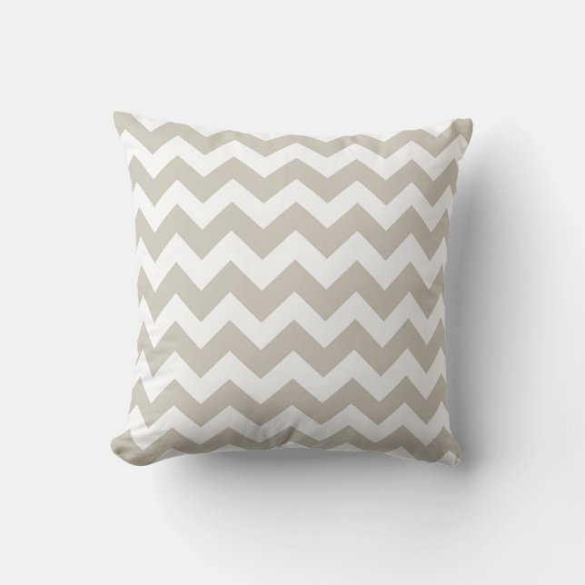 Linen and White Chevron Zig Zag Pillow Kussen (Voorkant)
