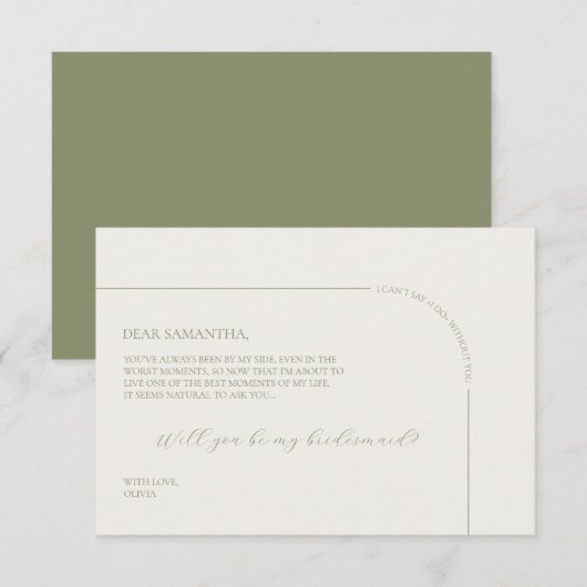 Linen Arch Minimalist Bridesmaid Proposal Card Aankondiging (Voorkant / Achterkant)