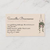 Linen Beige Abstract Plant Vase Succulents Visitekaartje (Achterkant)