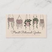 Linen Beige Abstract Plant Vase Succulents Visitekaartje (Voorkant)