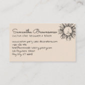 Linen Beige Abstracte Spirituele Celestial Sun Visitekaartje (Achterkant)