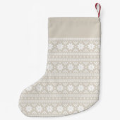 Linen Beige and White Fair Isle Monogram Kleine Kerstsok (Achterkant)