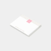 Linen Beige Diamonds en Roze Monogram Post-it® Notes (Schuin)