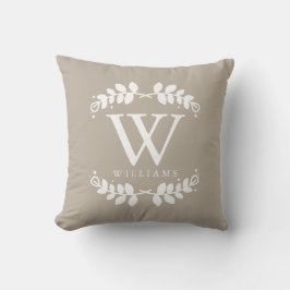 Linen Beige Elegant Monogram Kussen
