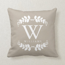 Linen Beige Elegant Monogram Kussen
