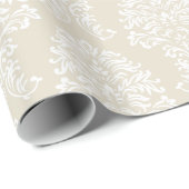 Linen Beige en Charcoal Damask Pattern Cadeaupapier (Rol Hoek)