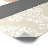 Linen Beige en Charcoal Damask Pattern Poster (Hoek)