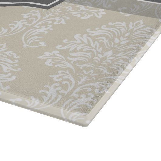 Linen Beige en Charcoal Damask Pattern Snijplank (Hoek)