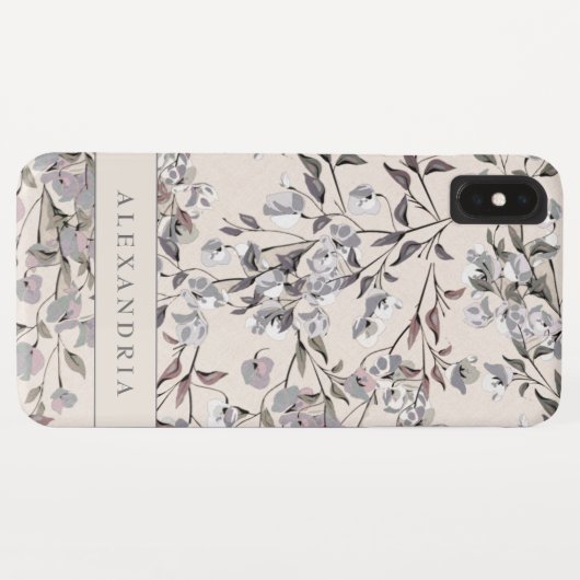 Linen Beige Floral | Gepersonaliseerd Case-Mate iPhone Case (Achterkant (horizontaal))