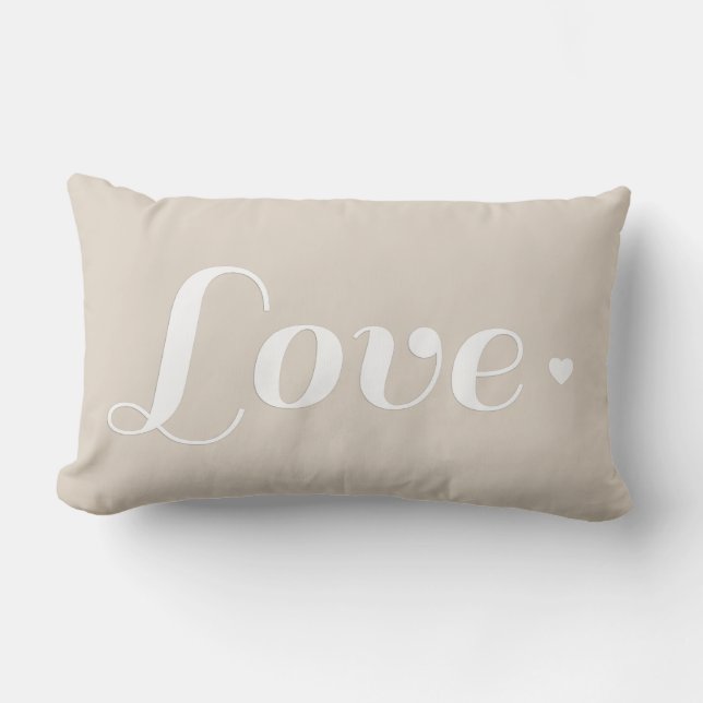 Linen Beige Love Heart Kussen (Voorkant)
