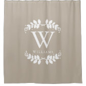 Linen Beige Monogram Douchegordijn (Voorkant)