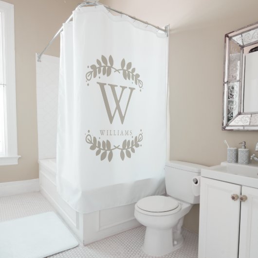 Linen Beige Monogram Douchegordijn (In situ)