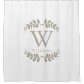 Linen Beige Monogram Douchegordijn (Voorkant)