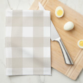Linen Beige Preppy Buffalo Check Pset Theedoek (Quarter Fold)