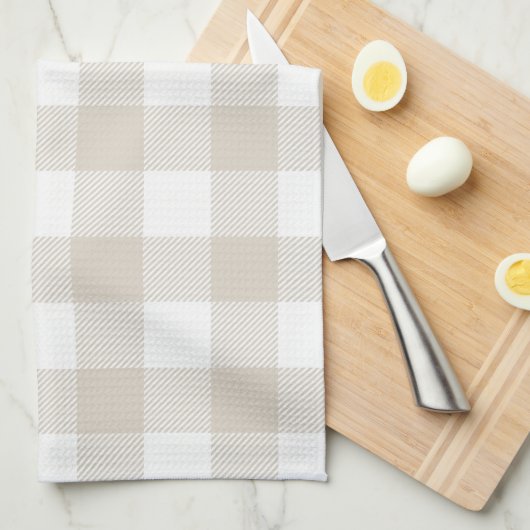 Linen Beige Preppy Buffalo Check Pset Theedoek (Quarter Fold)