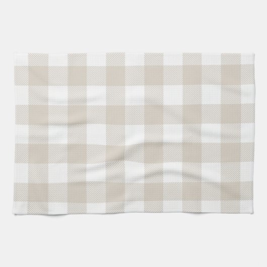 Linen Beige Preppy Buffalo Check Pset Theedoek (Horizontaal)