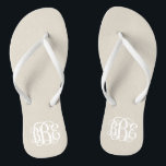 Linen Beige Preppy Script Monogram Teenslippers<br><div class="desc">NEEM IN DEZE VOLGORDE CONTACT OP MET ME VOORDAT U MET UW MONOGRAM-INITIALEN BEVESTIGT: EERSTE, LAATSTE, MIDDEN. Ik zal je monogram aanpassen en je de link naar bestelling per e-mail sturen. Wacht tot ik de link met het aangepaste ontwerp heb verstuurd. Cute preppy flip sandals gepersonaliseerd met een aangepast wijnscript...</div>