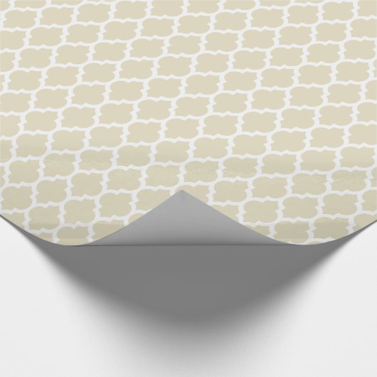 Linen Beige White Moroccan Quatrefoil Pattern #4 Cadeaupapier (Hoek)