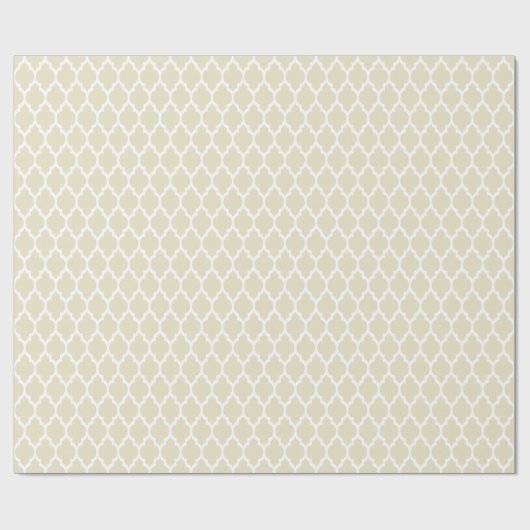 Linen Beige White Moroccan Quatrefoil Pattern #4 Cadeaupapier (Vlak)