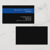 Linen Black Blue Modern Professional minimalist Visitekaartje (Voorkant / Achterkant)