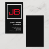Linen Black Red Monogram minimalistisch modern pla Visitekaartje (Voorkant / Achterkant)