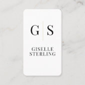 Linen Black White Gold Monogram QR Code Visitekaartje (Voorkant)