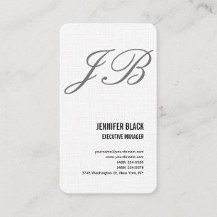 Linen Black White Grey Monogram Minimalist Modern Visitekaartje